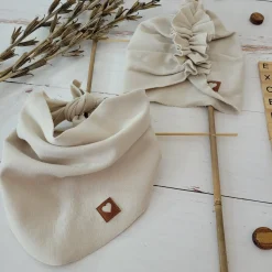 Czapka turban + chustka rozmiar 0-6miesięcy 6-12miesięcy 1-3lat beżowy