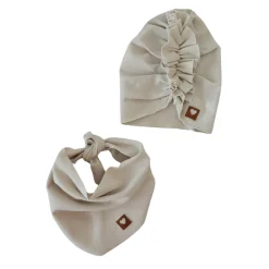Czapka turban + chustka rozmiar 0-6miesięcy 6-12miesięcy 1-3lat beżowy