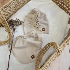 Czapka turban + chustka rozmiar 0-6miesięcy 6-12miesięcy 1-3lat beżowy