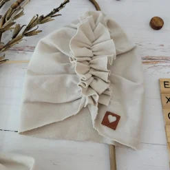 Czapka turban + chustka rozmiar 0-6miesięcy 6-12miesięcy 1-3lat beżowy