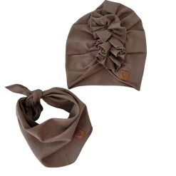Czapka turban + chustka rozmiar 0-6miesięcy 6-12miesięcy 1-3lat czekoladowy