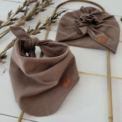 Czapka turban + chustka rozmiar 0-6miesięcy 6-12miesięcy 1-3lat czekoladowy