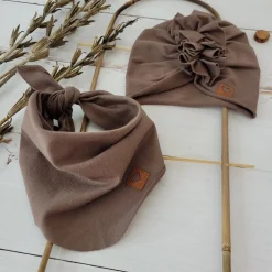 Czapka turban + chustka rozmiar 0-6miesięcy 6-12miesięcy 1-3lat czekoladowy