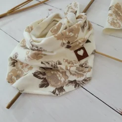 Czapka turban + chustka rozmiar 0-6miesięcy 6-12miesięcy 1-3lat w kwiaty brąz