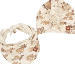 Czapka turban + chustka rozmiar 0-6miesięcy 6-12miesięcy 1-3lat w kwiaty brąz