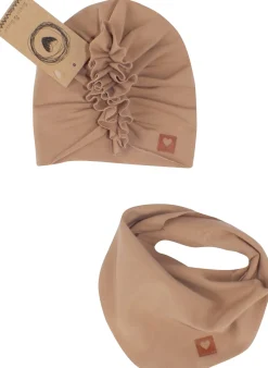 Czapka turban + chustka rozmiar 0-6miesięcy 6-12miesięcy 1-3lat toffi brąz