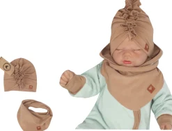 Czapka turban + chustka rozmiar 0-6miesięcy 6-12miesięcy 1-3lat toffi brąz