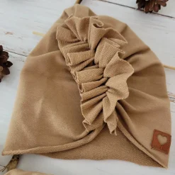 Czapka turban + chustka rozmiar 0-6miesięcy 6-12miesięcy 1-3lat toffi brąz