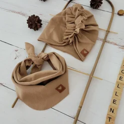 Czapka turban + chustka rozmiar 0-6miesięcy 6-12miesięcy 1-3lat toffi brąz