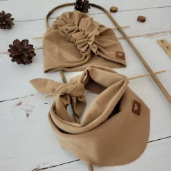 Czapka turban + chustka rozmiar 0-6miesięcy 6-12miesięcy 1-3lat toffi brąz
