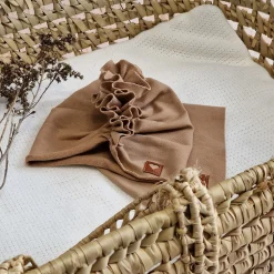 Czapka turban + chustka rozmiar 0-6miesięcy 6-12miesięcy 1-3lat toffi brąz
