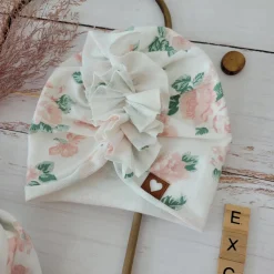 Czapka turban + chustka rozmiar 0-6miesięcy 6-12miesięcy 1-3lat w kwiaty