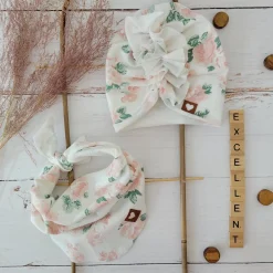 Czapka turban + chustka rozmiar 0-6miesięcy 6-12miesięcy 1-3lat w kwiaty
