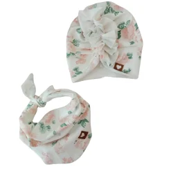 Czapka turban + chustka rozmiar 0-6miesięcy 6-12miesięcy 1-3lat w kwiaty
