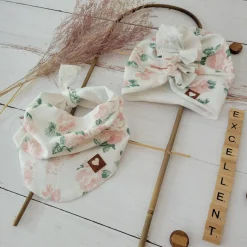 Czapka turban + chustka rozmiar 0-6miesięcy 6-12miesięcy 1-3lat w kwiaty