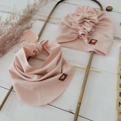 Czapka turban + chustka rozmiar 0-6miesięcy 6-12miesięcy 1-3lat brudny róż