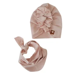 Czapka turban + chustka rozmiar 0-6miesięcy 6-12miesięcy 1-3lat brudny róż