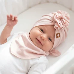 Czapka turban + chustka rozmiar 0-6miesięcy 6-12miesięcy 1-3lat brudny róż