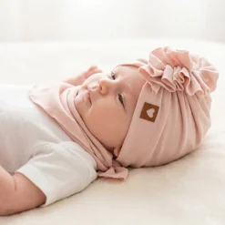 Czapka turban + chustka rozmiar 0-6miesięcy 6-12miesięcy 1-3lat brudny róż