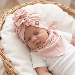 Czapka turban + chustka rozmiar 0-6miesięcy 6-12miesięcy 1-3lat brudny róż