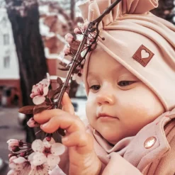 Czapka turban + chustka rozmiar 0-6miesięcy 6-12miesięcy 1-3lat brudny róż