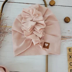 Czapka turban + chustka rozmiar 0-6miesięcy 6-12miesięcy 1-3lat brudny róż