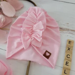 Czapka turban + chustka rozmiar 0-6miesięcy 6-12miesięcy 1-3lat różowa