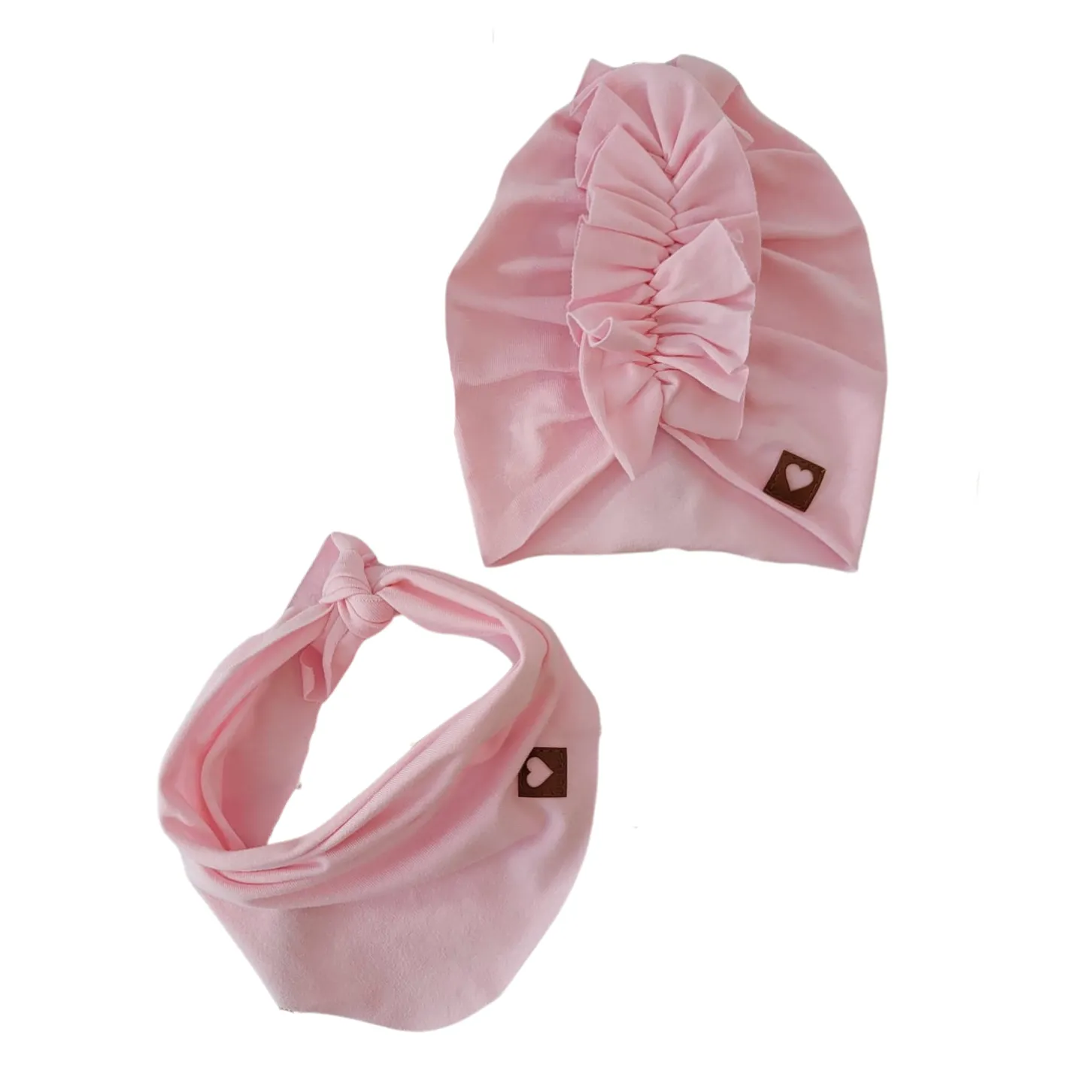 Czapka turban + chustka rozmiar 0-6miesięcy 6-12miesięcy 1-3lat różowa