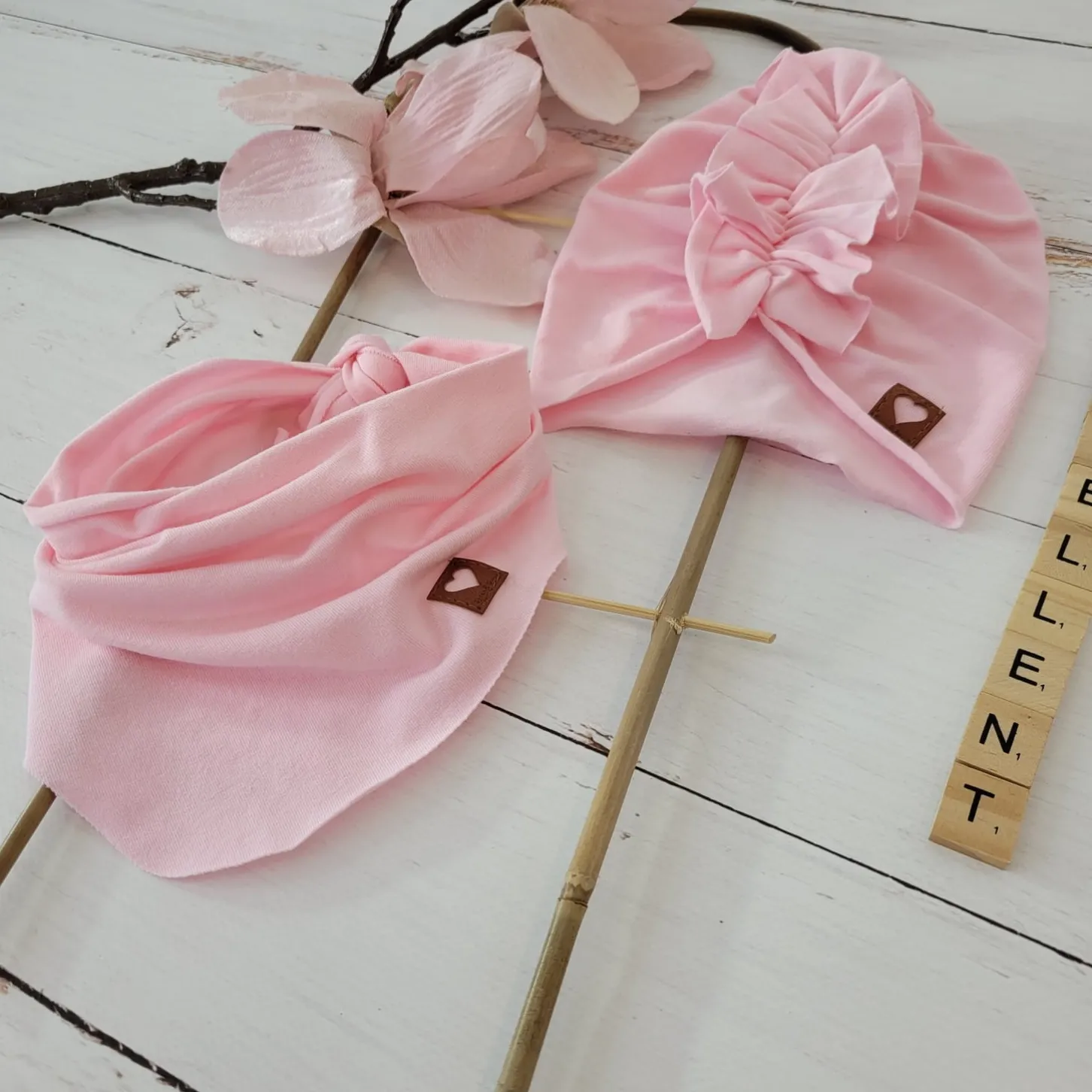 Czapka turban + chustka rozmiar 0-6miesięcy 6-12miesięcy 1-3lat różowa