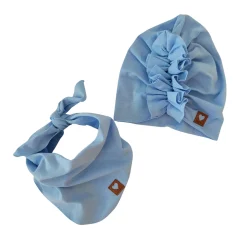 Czapka turban + chustka rozmiar 0-6miesięcy 6-12miesięcy 1-3lat niebieska