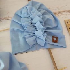 Czapka turban + chustka rozmiar 0-6miesięcy 6-12miesięcy 1-3lat niebieska