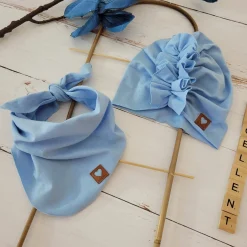 Czapka turban + chustka rozmiar 0-6miesięcy 6-12miesięcy 1-3lat niebieska