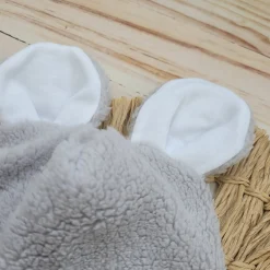 Czapka wiązana niemowlęca baranek z uszkami + apaszka rozmiar 56-86 szara