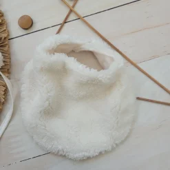 Czapka wiązana niemowlęca baranek z uszkami + apaszka rozmiar 56-86 ecru