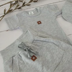2 cz bawełniany komplet na lato body+spodenki 56-86 szary