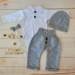 4 cz dres/komplet bawełniany zestaw elegant szary ostatnie sztuki 68
