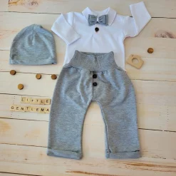 4 cz dres/komplet bawełniany zestaw elegant szary ostatnie sztuki 68