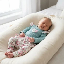 2 cz komplet body + legginsy ze spódniczką w kwiaty mięta 56-86