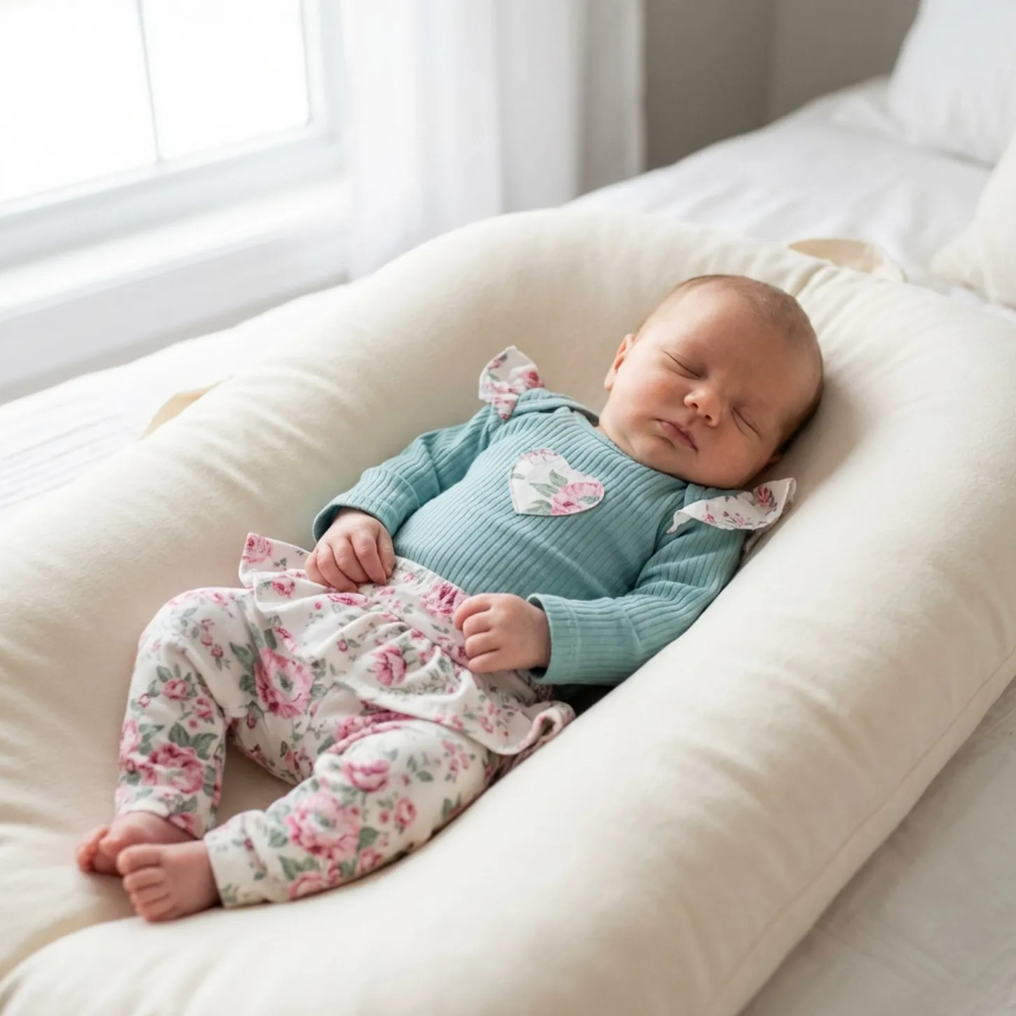 2 cz komplet body + legginsy ze spódniczką w kwiaty mięta 56-86