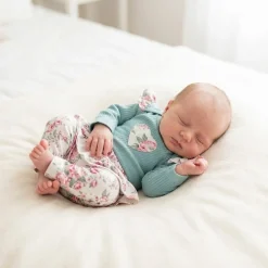 2 cz komplet body + legginsy ze spódniczką w kwiaty mięta 56-86