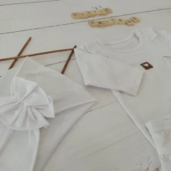 3cz KOMPLET body + legginsy ze spódniczką + opaska 56-86 biały