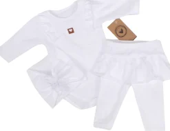 3cz KOMPLET body + legginsy ze spódniczką + opaska 56-86 biały