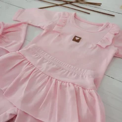 3cz KOMPLET body + legginsy ze spódniczką + opaska 56-86 różowy