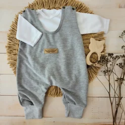 2 cz komplet body + spodnie na szelkach szary ostatnia sztuka 50