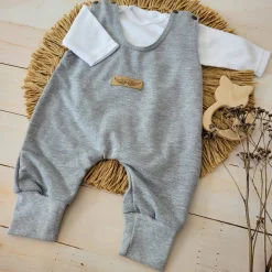 2 cz komplet body + spodnie na szelkach szary ostatnia sztuka 50