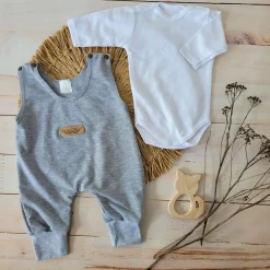 2 cz komplet body + spodnie na szelkach szary ostatnia sztuka 50