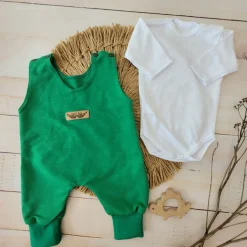 2 cz komplet body + spodnie na szelkach zielony 50 ostatnie sztuki