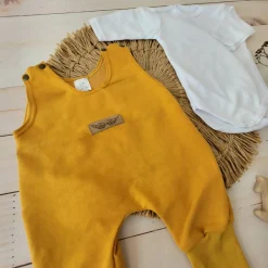 2 cz komplet body + spodnie na szelkach musztardowy ostatnie sztuki 50