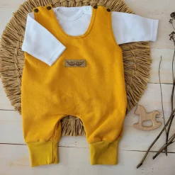 2 cz komplet body + spodnie na szelkach musztardowy ostatnie sztuki 50