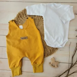 2 cz komplet body + spodnie na szelkach musztardowy ostatnie sztuki 50